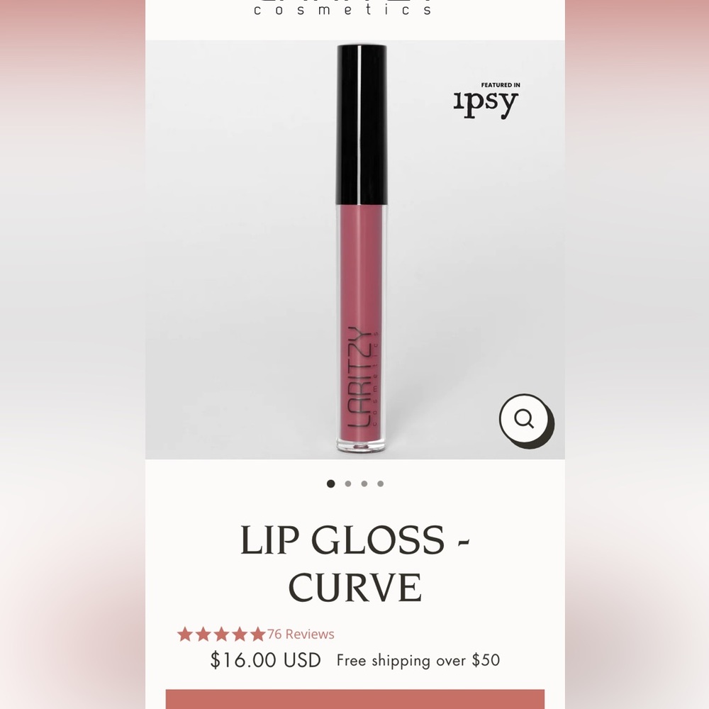 Unused original box laritzy lip gloss in “curve” light mauve
